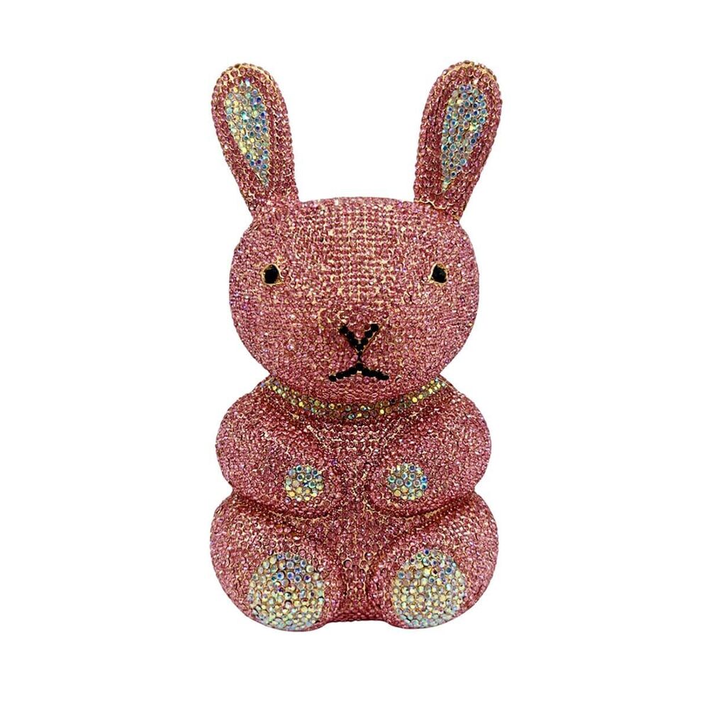 8513 Cute Rabbit Shape Rhinestone Evening Bag Chic Animal Crystal Clutch